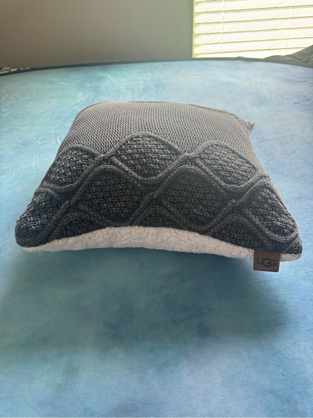 UGG Charcoal Knit Sherpa Boulder Square Throw Pillow